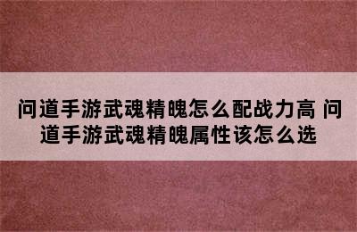 问道手游武魂精魄怎么配战力高 问道手游武魂精魄属性该怎么选